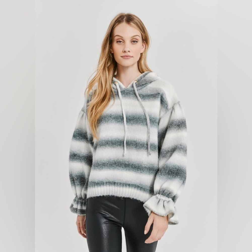 Something Navy Ombre Striped Hoodie Small